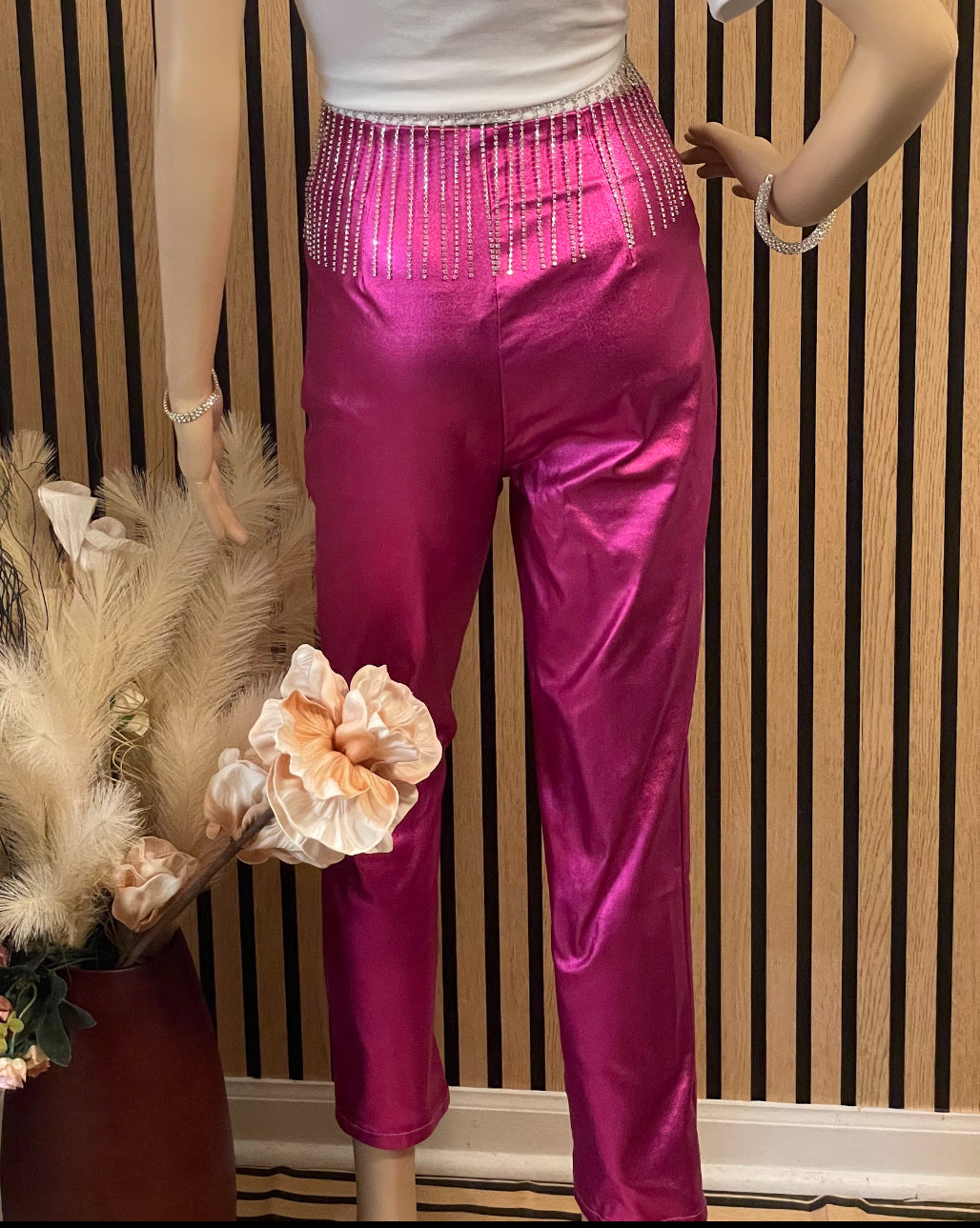 Fuchsia Metallic Pants