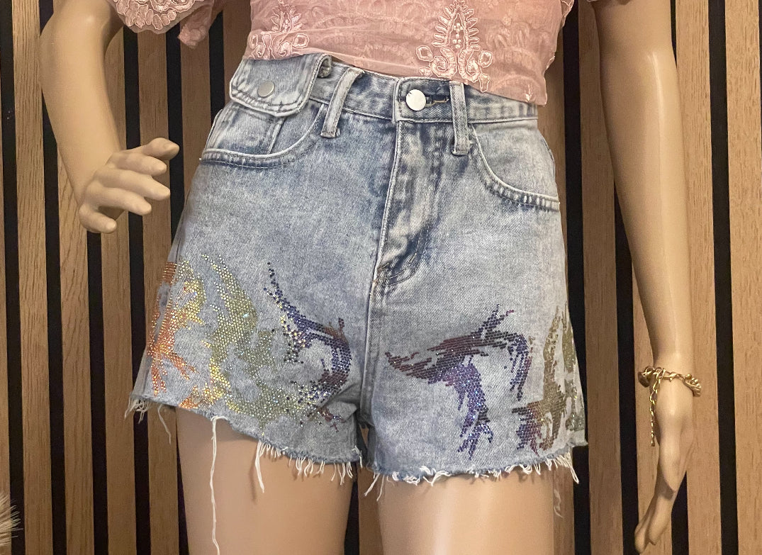 High Rise Denim Cutoff Distressed Shorts