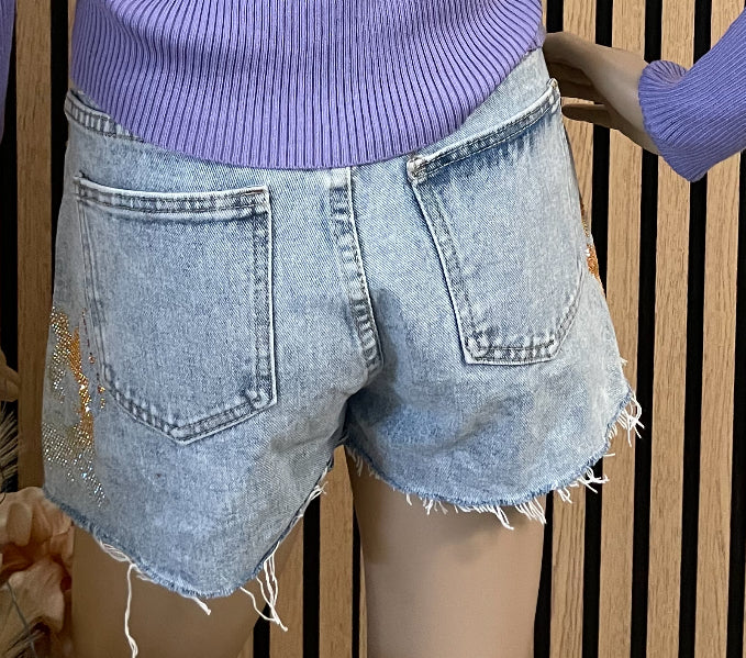 High Rise Denim Cutoff Distressed Shorts